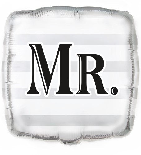 Striped Black Letters Mr 45.7cm (18”) Foil Balloon